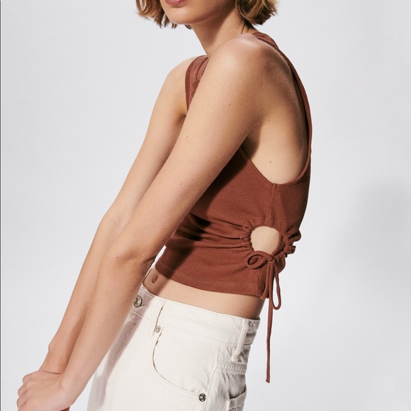 Zara brown cut out top Clearance